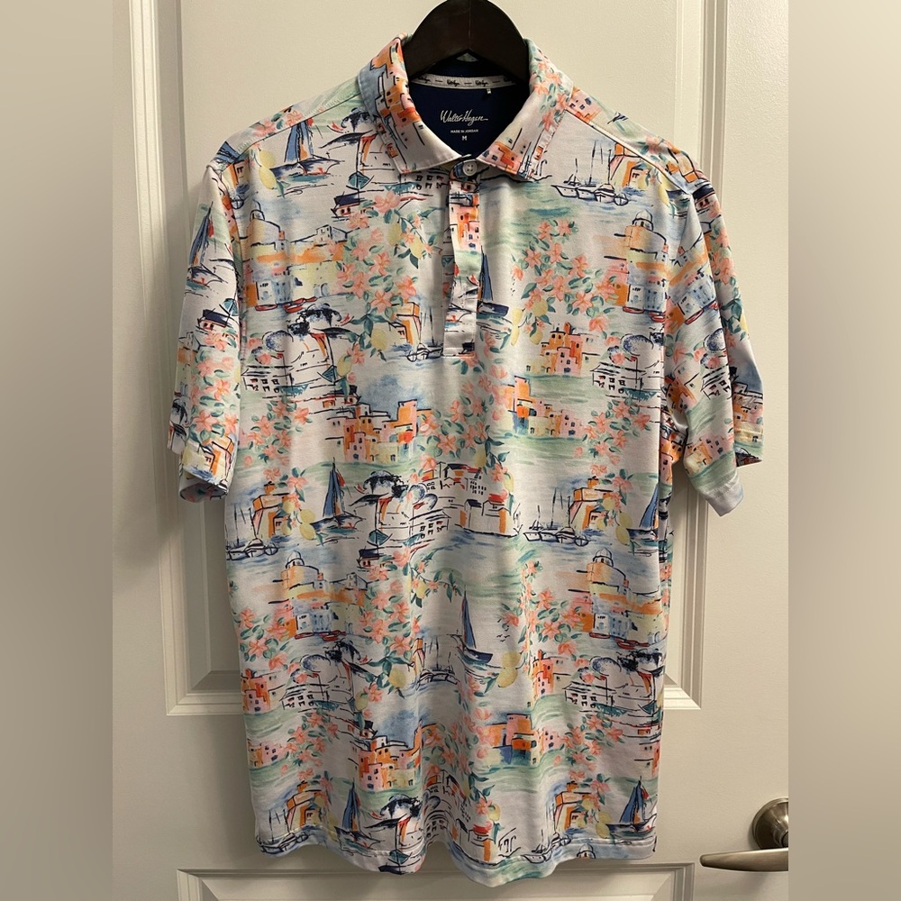 Walter Hagen Polo Shirt with Tropical Print - Medium